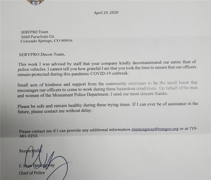  a letter from the monument police department